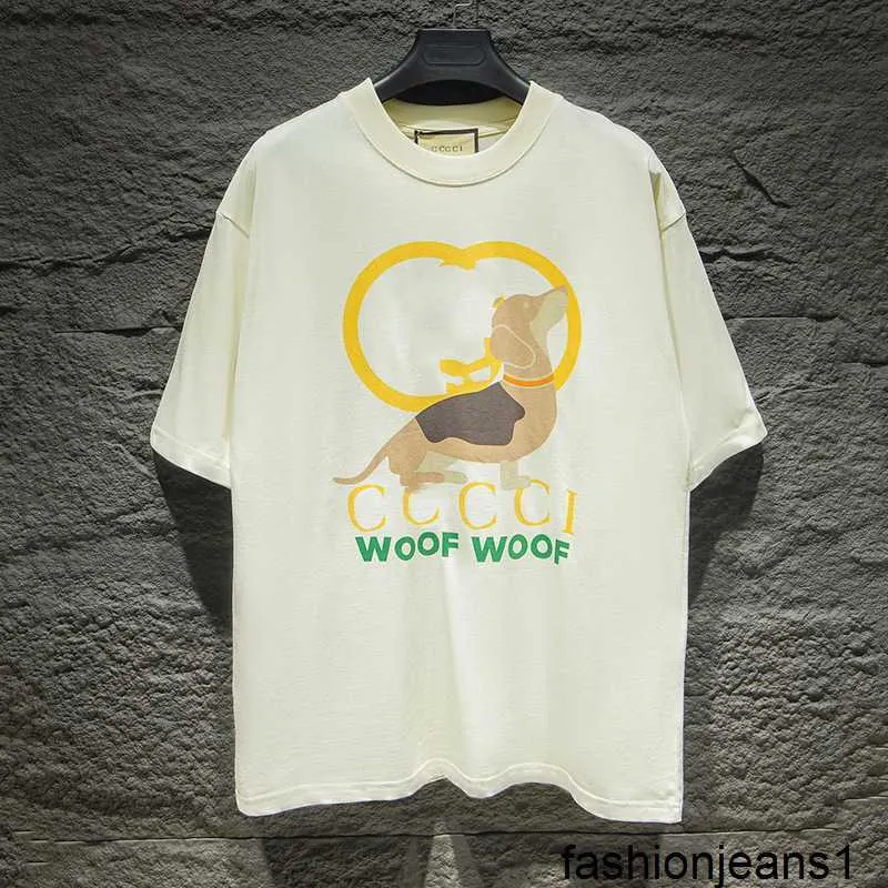 검증 된 버전 올바른 버전 고급 패션 브랜드 클래식 연동 강아지 스프레이 인쇄 짧은 슬리브 Tshirt 여름 슬리밍 및 캐주얼 하이 버전 카테고