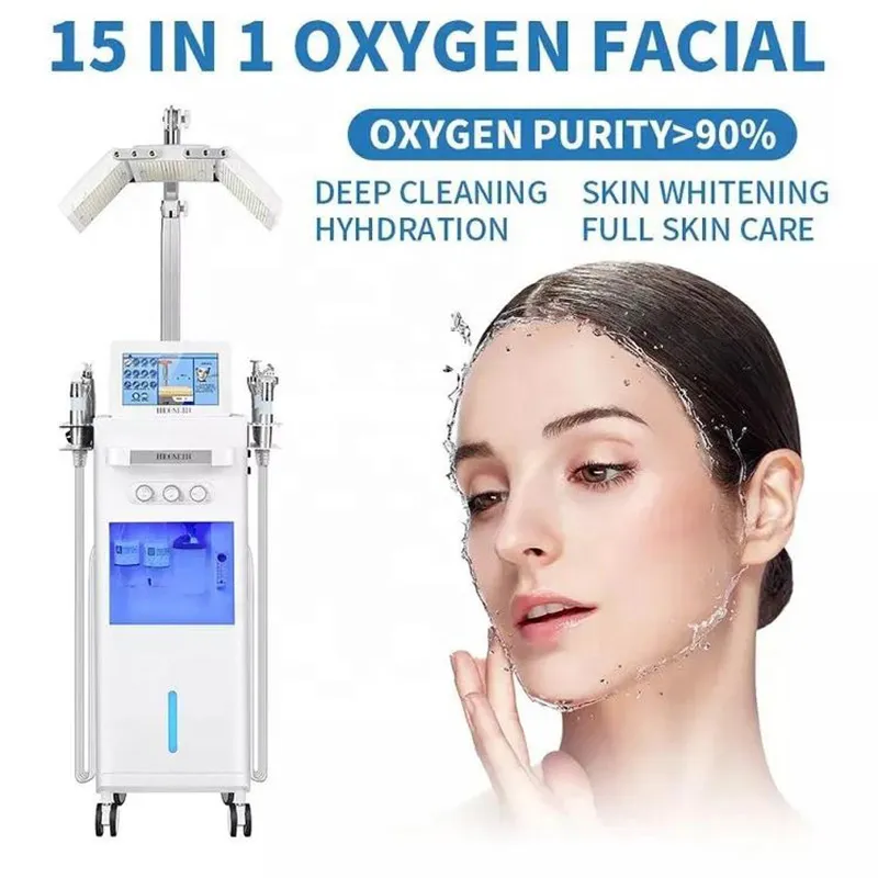 Ny ankomst hydra syre PDT -ljusterapi ansiktsvattenmaskin för borttagning död hud djup rengöring akne behandling rynka remover skönhetsutrustning