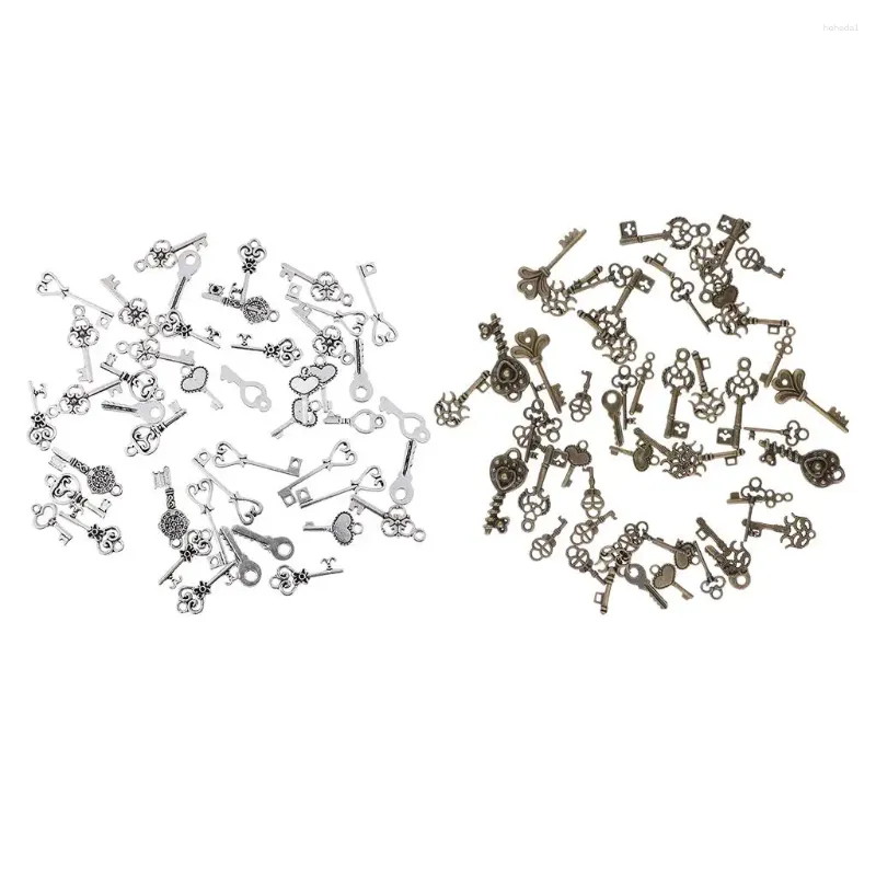 Colares de pingente 50pcs variados pingentes de chave antiga para fazer jóias de colar diy