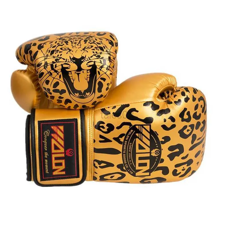 Équipement de protection Gants de boxe Gants de boxe Muay Thai Imprimé léopard Adulte Formation professionnelle Sanda Punching Gants de sac de sable yq240318