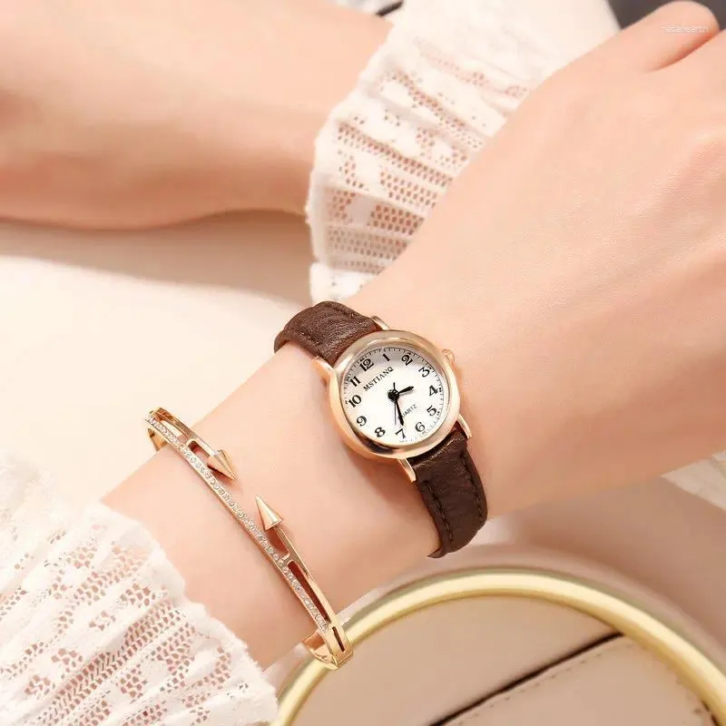 Armbandsur Top Clock Women Watches Ladies Rose Gold Wrist Smist Leather Armband Watch for Girls Gift Relogio Feminino