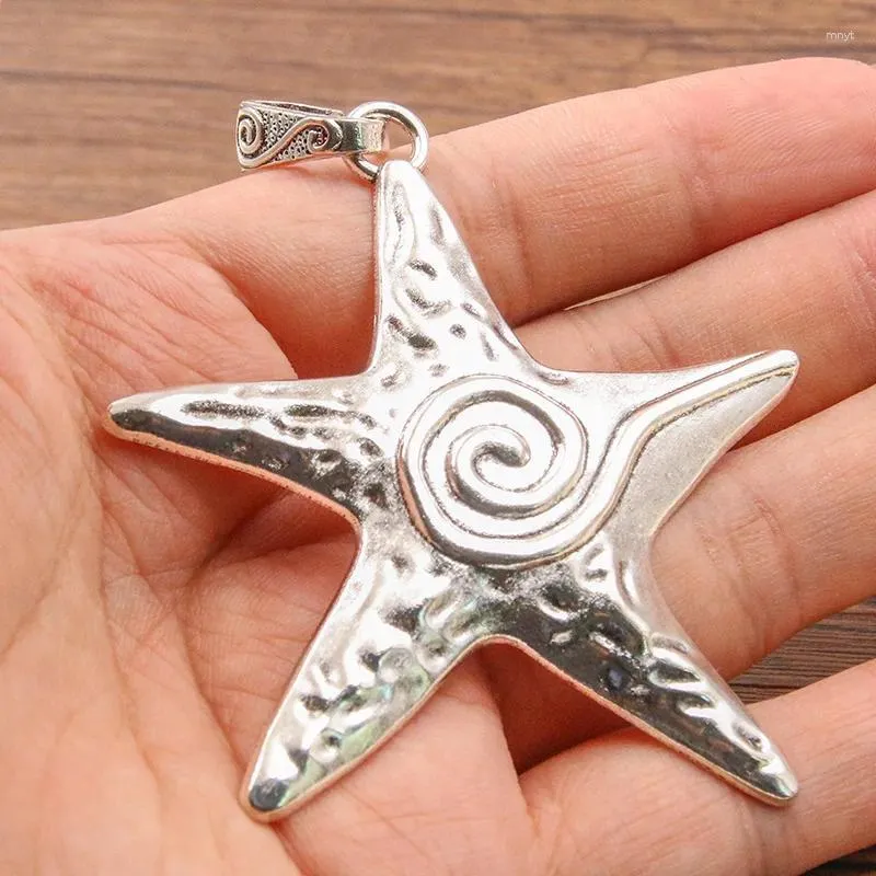 Pendentif Colliers 1/3pcs 66x81mm Big Starfish Pendentifs Tibétain Vintage Animal Charme pour la fabrication de colliers de bijoux à bricoler soi-même