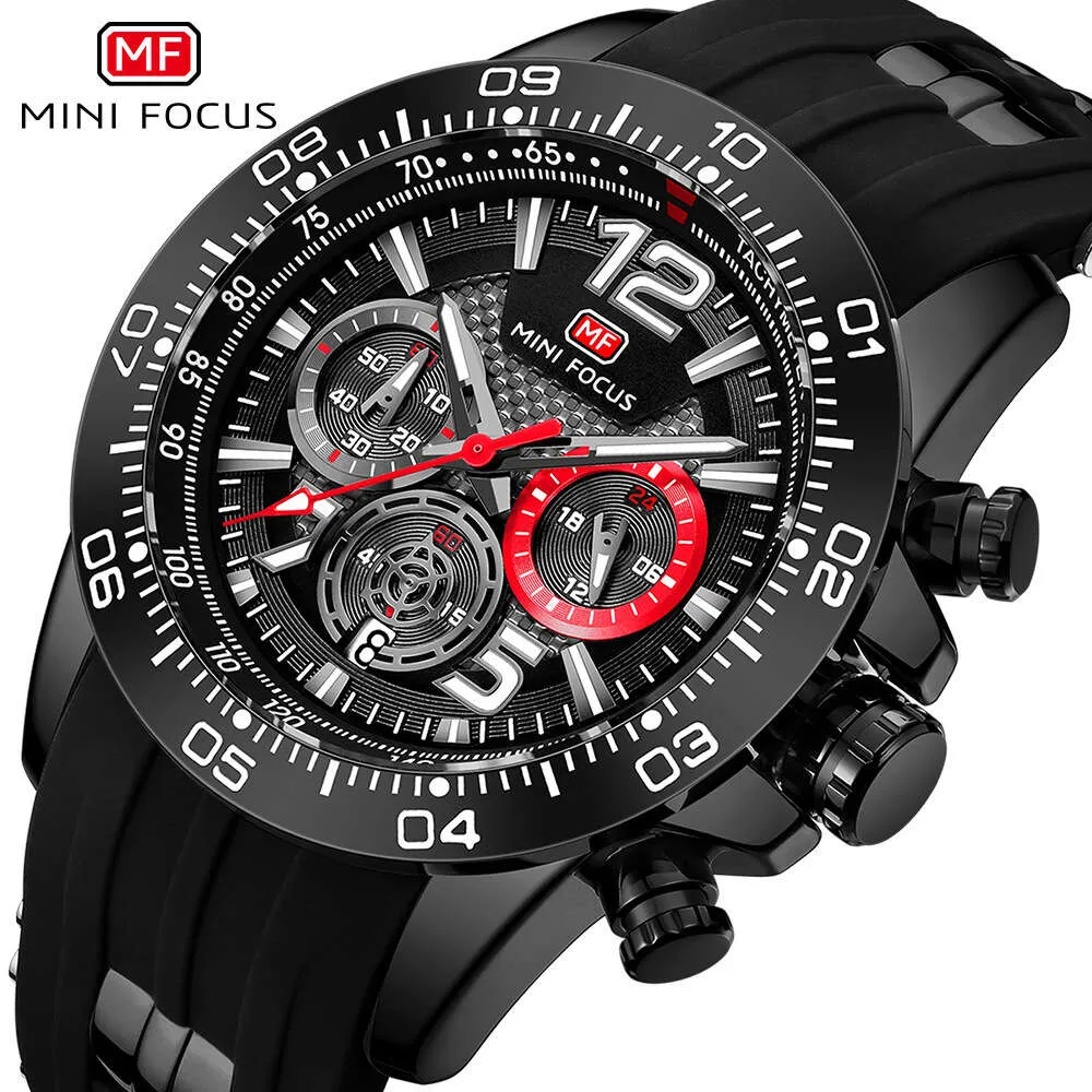 MINI FOCUS Спортивные водонепроницаемые кварцевые многофункциональные светящиеся мужские часы 0290G