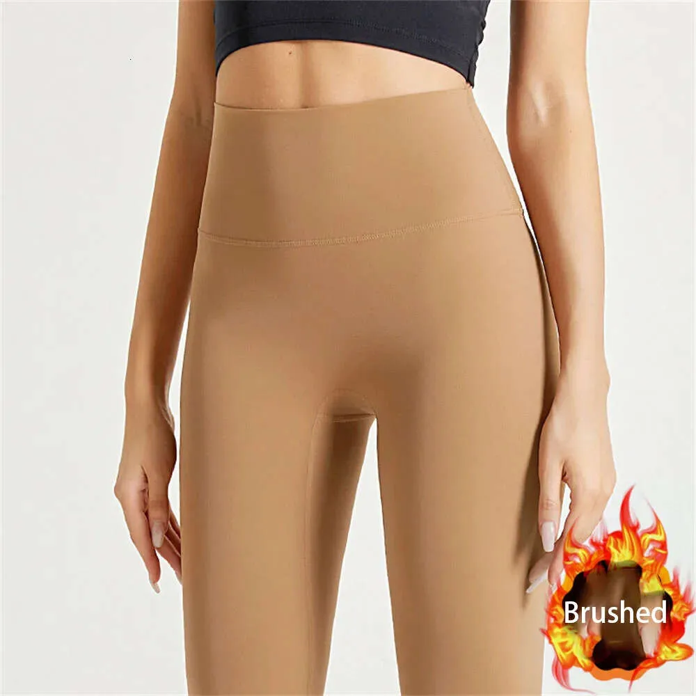 Lu Pant Align Align Lu Lemon Leggings Yoga invernale da donna con fodera in pile termico - Pantaloni a vita alta per il controllo della pancia 2024 Gym Jogger Sp