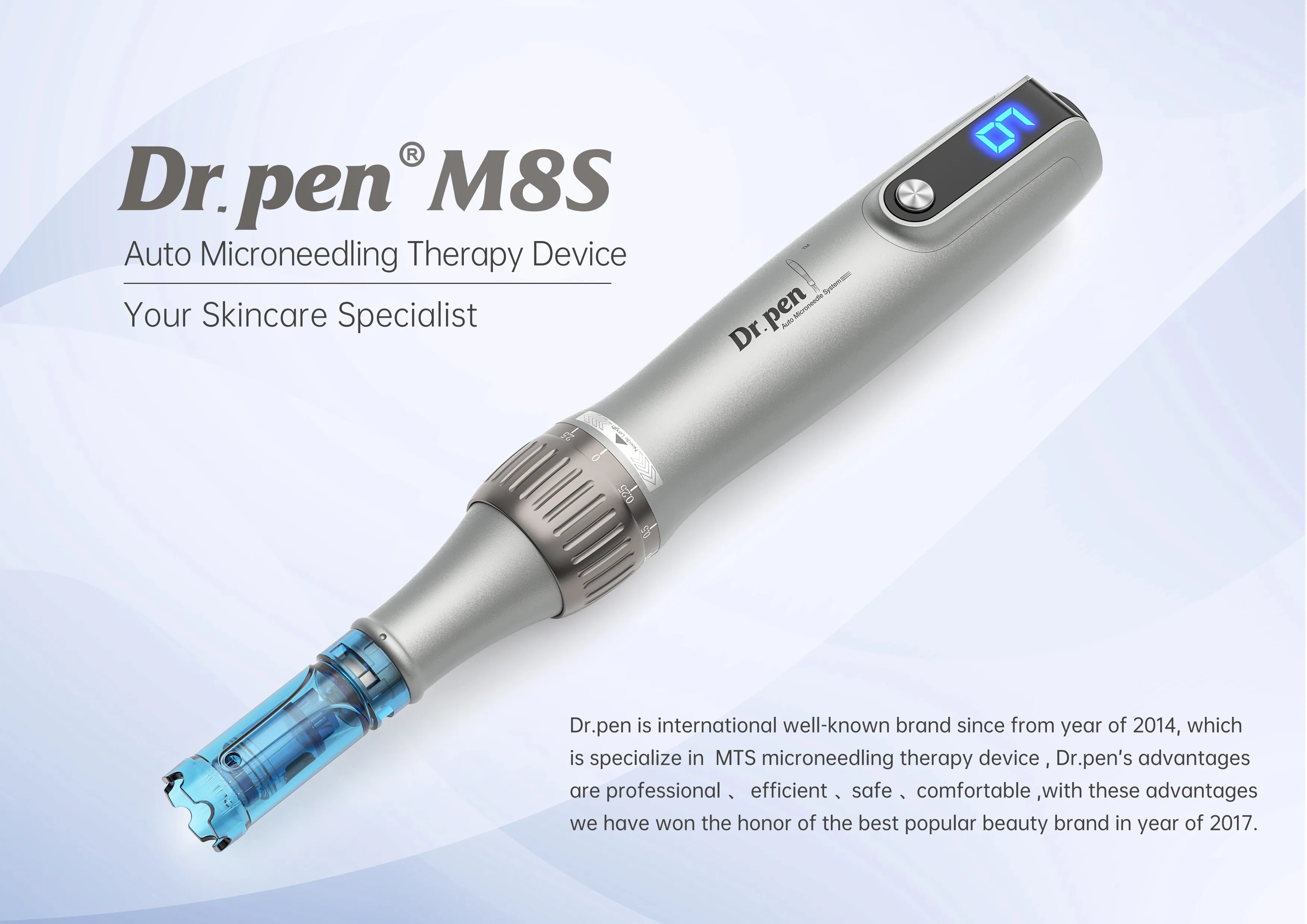 Le stylo à micro-aiguilles sans fil M8s Dr pen améliore en toute sécurité les rides de la peau, l'anti-âge, la prolifération du collagène et soulage la peau sèche