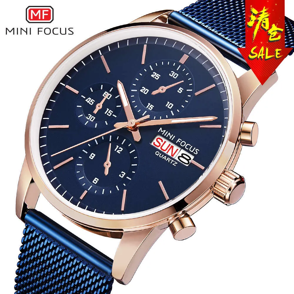 Marque minimaliste étanche Quartz montre pour hommes faux trois yeux 0180G