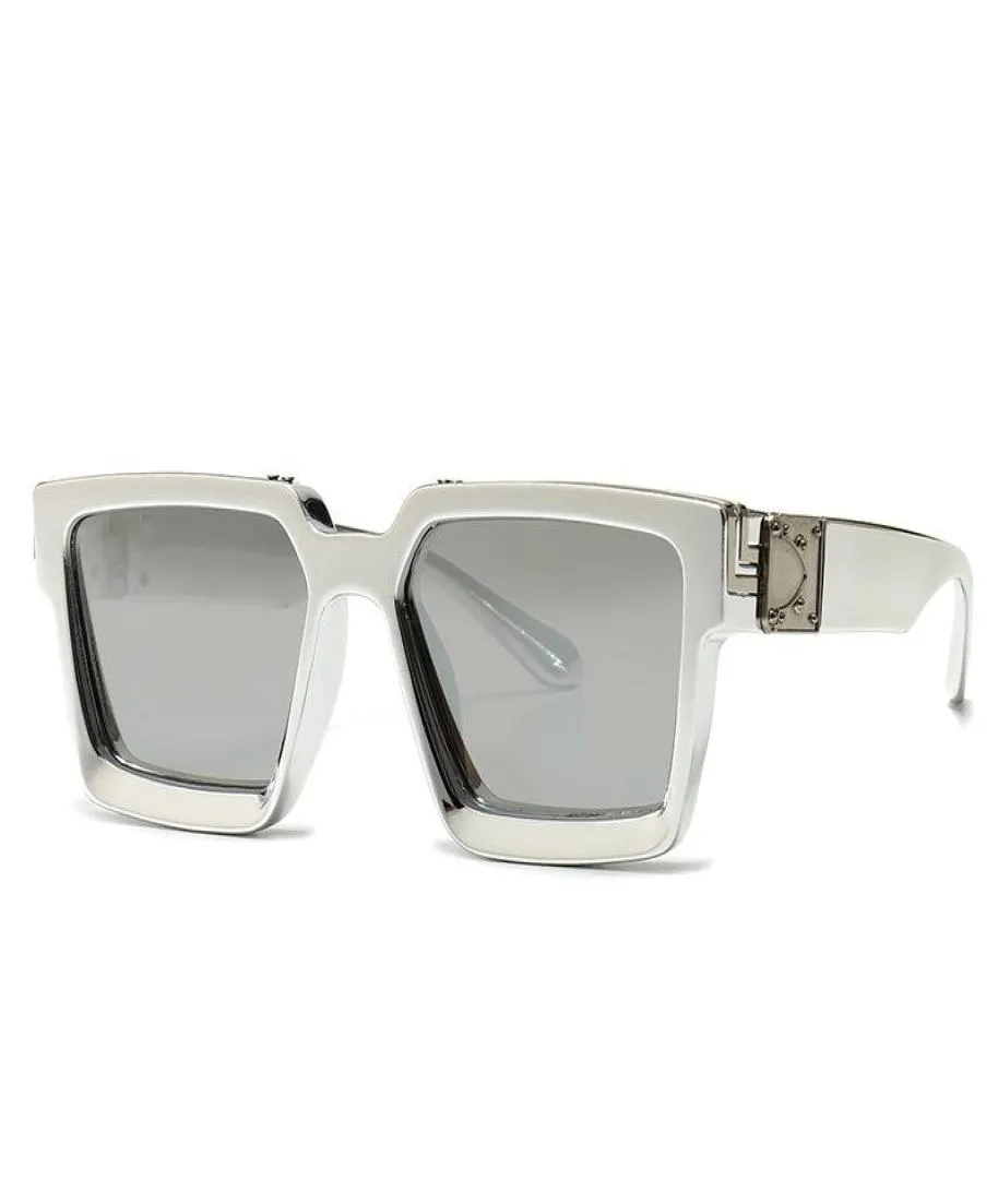 Солнцезащитные очки 2022, модельер, большие квадратные мужские и женские винтажные солнцезащитные очки с металлическим щитком для мужчин UV4003737580