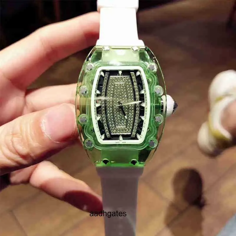 Luxury Mens Mechanical Watch Richa Milles Business Rekret RM07-02 W pełni automatyczny zielony kryształowy taśmę Trend Wzorności Szwajcarskie zegarki