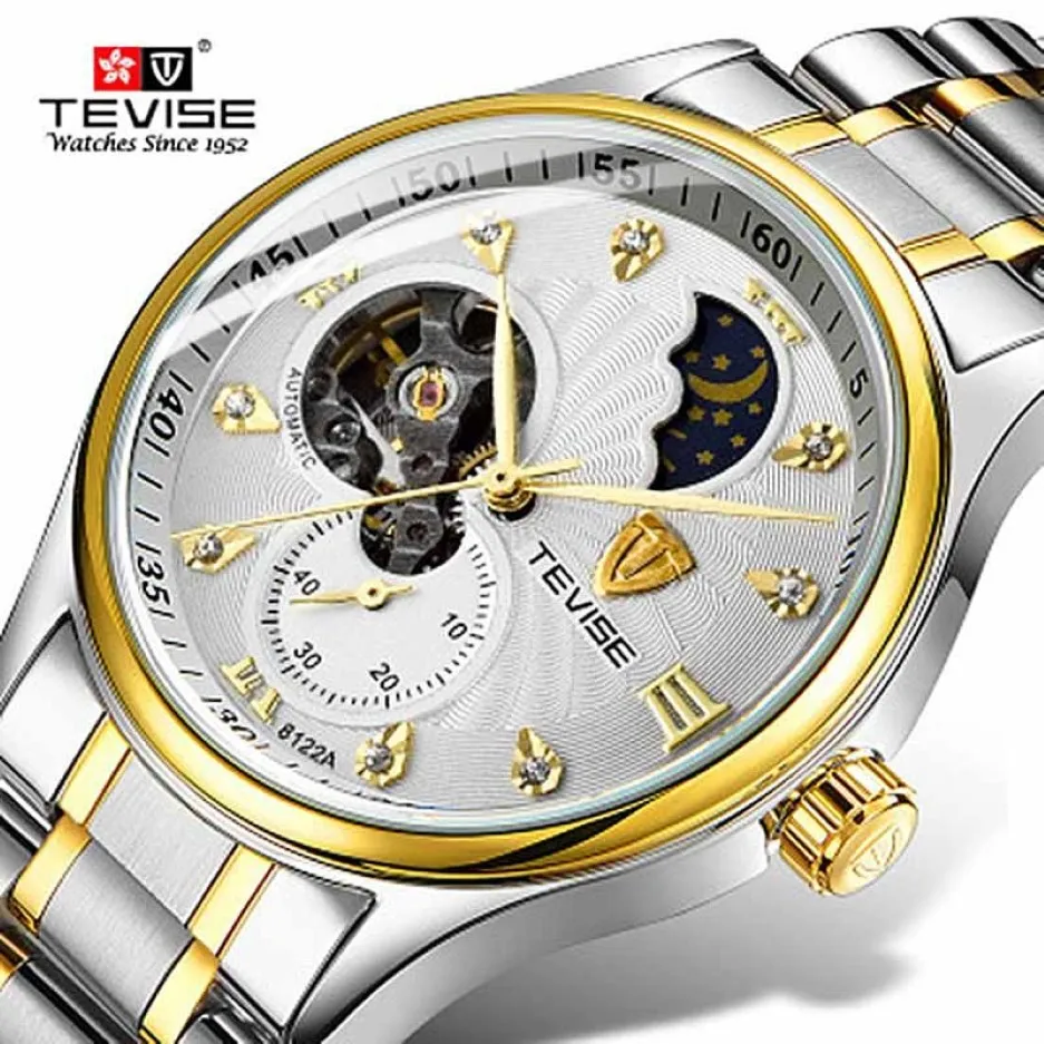 Tevise Fashion Mens Watches Men Stainless Steel Band Automatic Mechanical Wlistwatch lelogio masculino291f