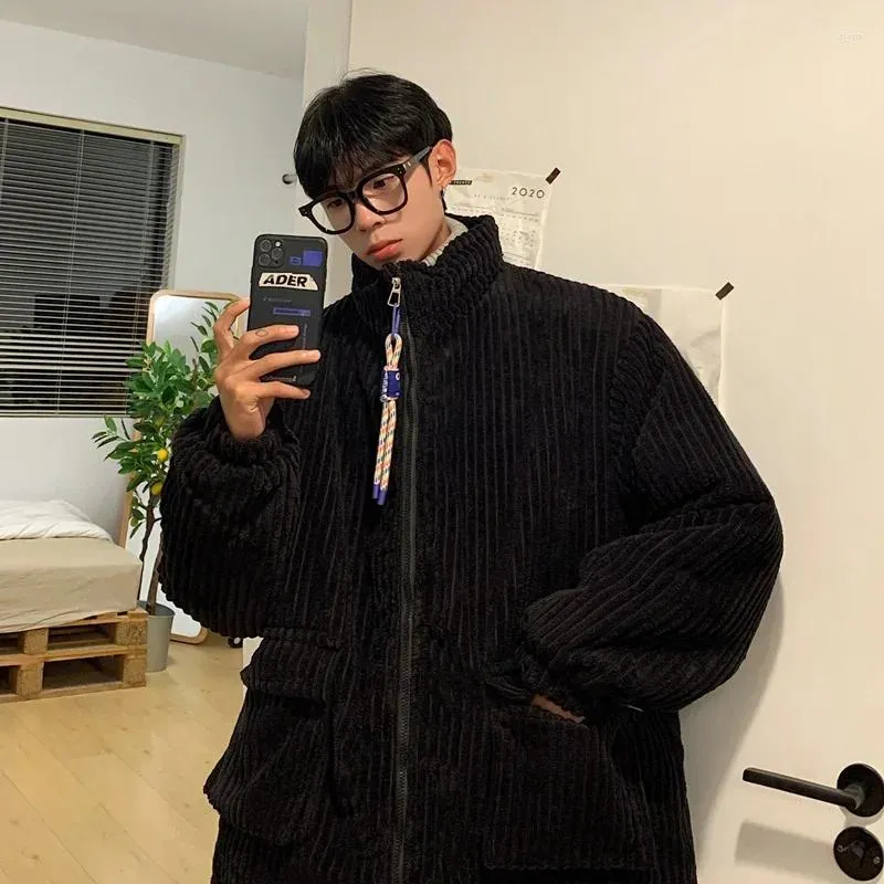 Jaquetas masculinas homens puffer harajuku jaqueta de inverno coreano moda veludo streetwear hip hop parka casaco verde branco baggy casal outerwear