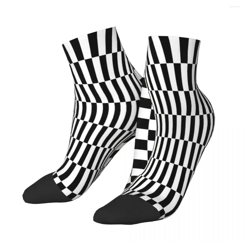 Men's Socks Spiral Vortex Black And White Ankle 3D Illusion Unisex Hip Hop Pattern Printed Happy Low Sock Gift