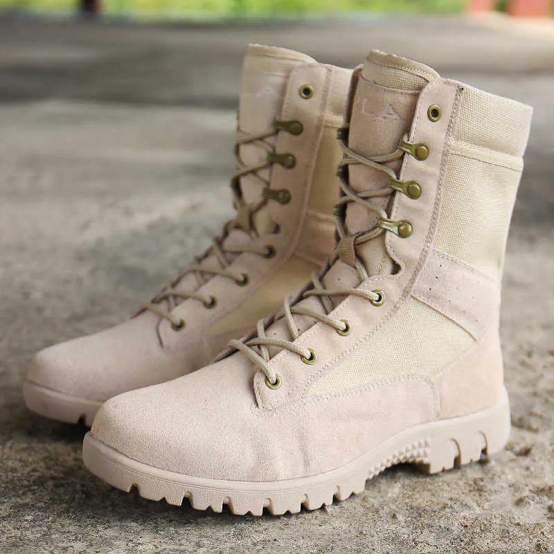 HBP Non-Brand Venta caliente botas de senderismo al aire libre de gran tamaño zapatos de escalada botas antideslizantes de cuero genuino del desierto para hombres