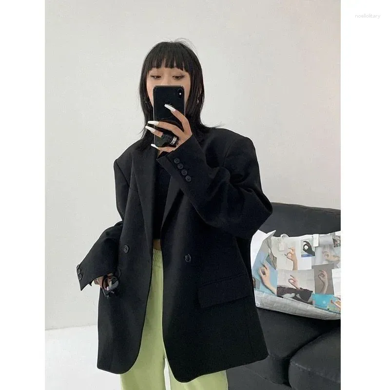 Abiti da donna UNXX Giacca da abito nera Silhouette ampia che dimagrisce Stile britannico Oversize Luxury Streetwear Giacca casual Office Lady Top