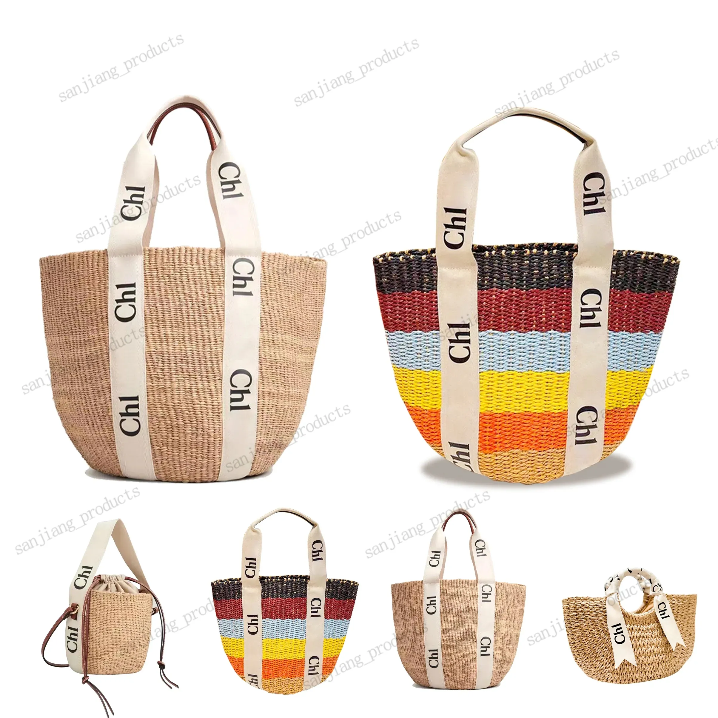 Strand woody väska halm kvinnor mens designer lyx raffia väv koppling handväska crossbody axel shopping väskor topphandtag pochette berömd stor tygväska handväska hobo