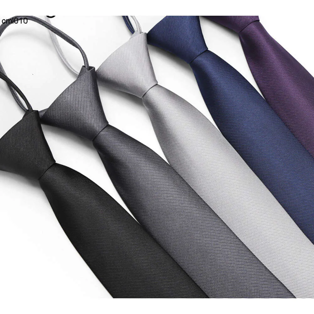 Designer Tie Black Silver Gray Korean Version of Wedding Grooms Formal Attire Business Dress Zipper Free Lazy Mans One Pull Mens 6cm {category}