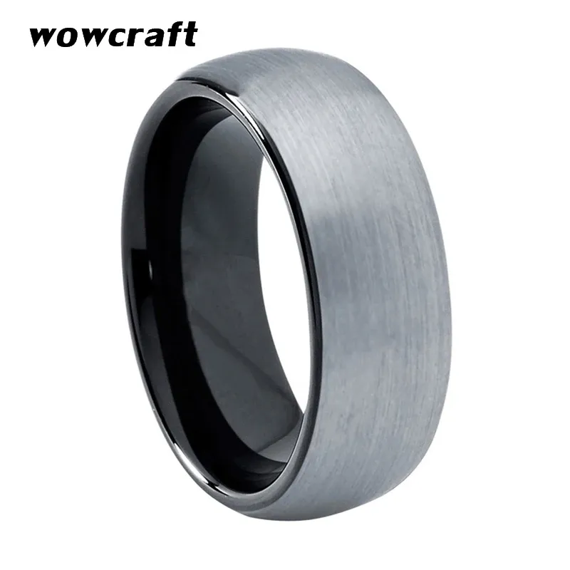 Bands 6mm Mens Womens Tungsten Carbide Wedding Band Rings Black Plated Classic Domed Edges Matte Finish Comfort Fit Personal Customize