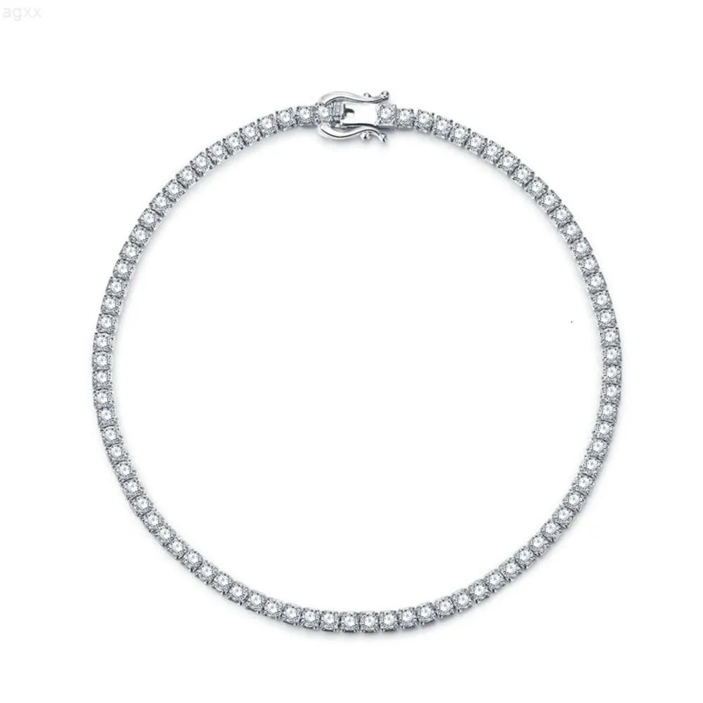 S925 Sterling Silver Armband Womens Populära tenniskedja i Europa och Amerika Single Row Diamond Inlaid Zircon Full Diamond