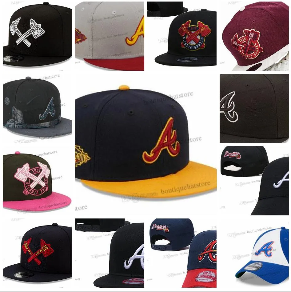 29 couleurs Hommes Baseball Snapback Chapeaux Toutes les équipes Fleurs Noir Bleu Marine Hip Hop Atlanta Sport Lettre A Casquettes réglables Chapeau Stitch 2024 Au2-08