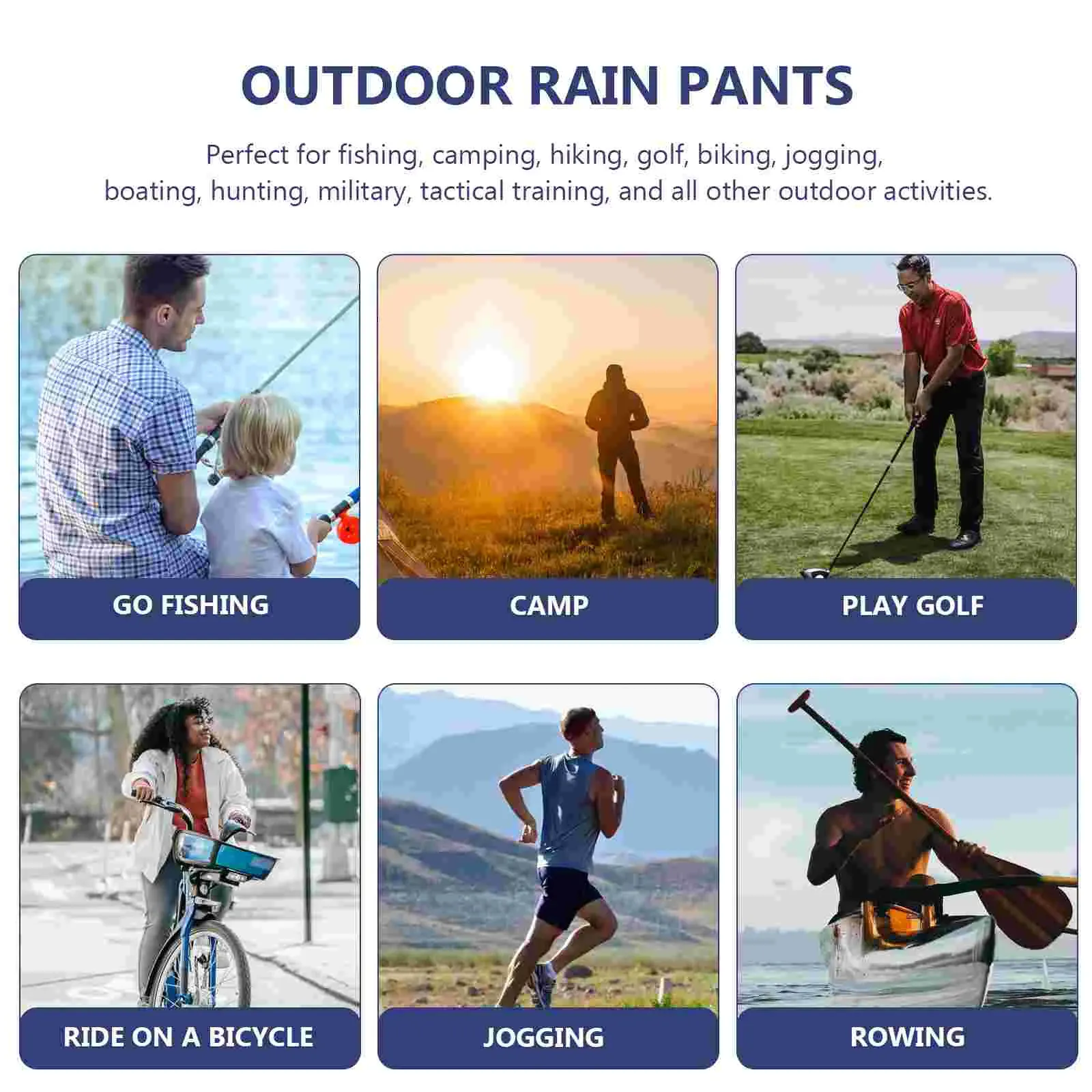 Hosen Doppelschichtige Outdoor-Radsporthose Regenfeste wasserdichte Motorrad-Reiten-Regenhose Angelhose für Camping-Wandern