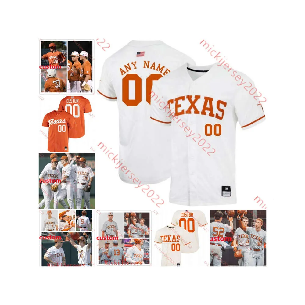 Mitchell Daly Texas Baseball Jersey Peyton Powell Jalin Flores Cody Howard Lebarron Johnson Lucas Gordon Zane Morehouse Charlie Hurley Texas Jerseys