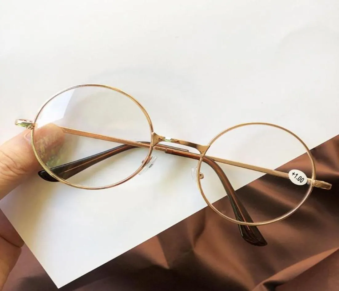 Okulary przeciwsłoneczne okrągłe metalowe okulary Presbyopia z klasą 10–40 retro okulary czytania Kobiety mężczyźni Hiperopia okulary