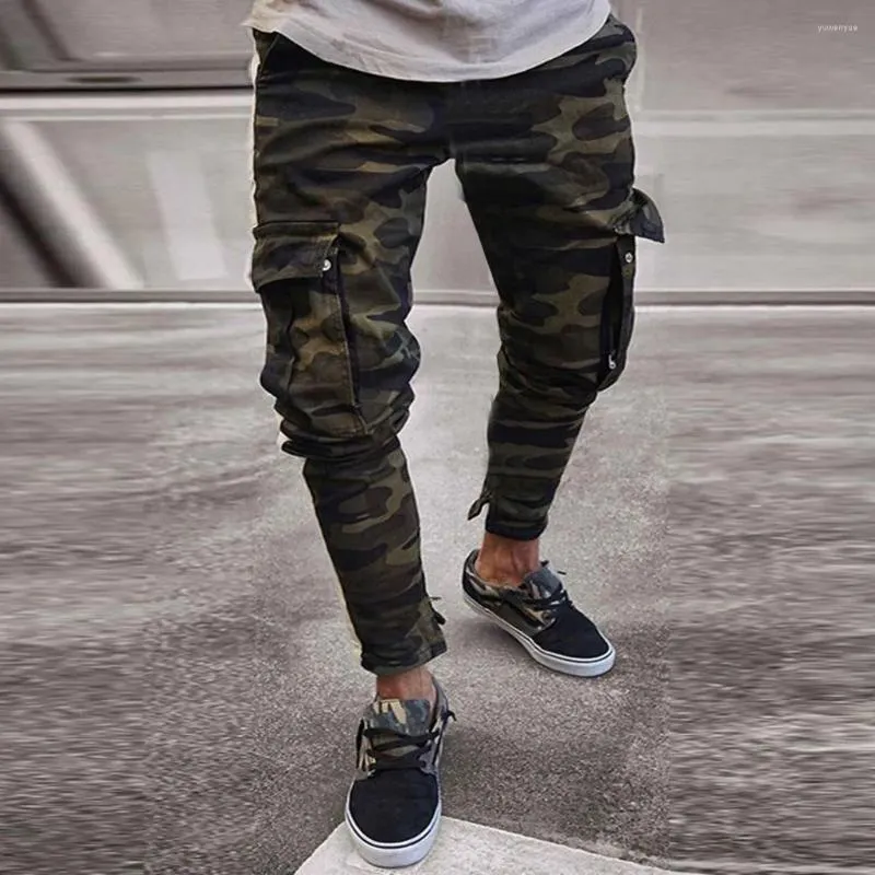 Männer Hosen Armee Stil Camouflage Print Slim Fit Frühling Männer Casual Gerade Lange Hose Cargo Wandern Jagd Kampf Hosen