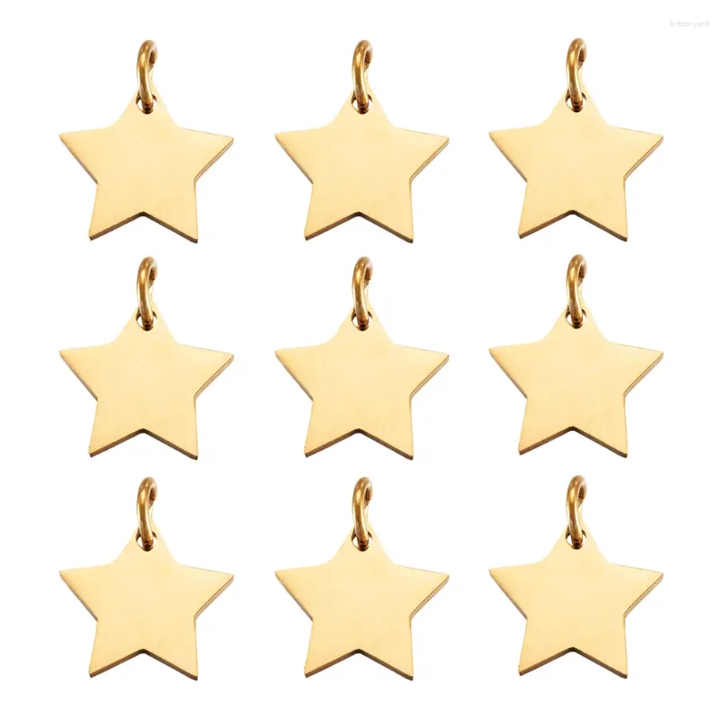 Pendant Necklaces 10pcs Star Stainless Steel Mini Charms Golden Color Tiny Pendants For Necklace Bracelet Jewelry Making Supplies