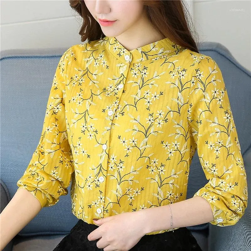 Blusas de mujer moda blusa de mujer 2024 camisa de manga larga otoño Floral elegante y juvenil ropa coreana para mujeres