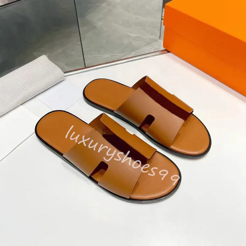 Summer Luxury Izmir Sandal Men for Men Calfskin Leather Slip on Comfort Footwear Beach Slide Walking Boy's Flip Flops Sandalias EUR38-46
