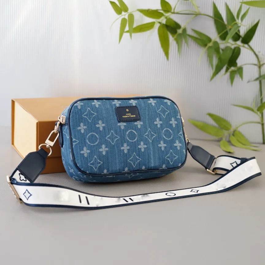 Women Denim Camera Shoulde Bags Diagonal Crossbody Bag For Ladies Luxury Designer Handbag Card Holder Outdoor Travel Wallet Messenger 23x15x6CM