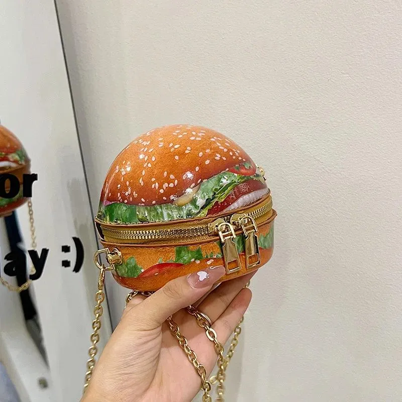 Borse a tracolla Hamburger Mini per donna 2024 Trend Hip Hop Divertente borsa rotonda Donna Fashion Party Cartoon carino piccola tracolla