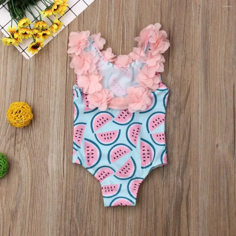 Kadın Mayo Yaz Sevimli Türük Bebek Kız Bebek Kız Karpuz Baskı Tek Parça Takım Mayo Yüzme Sırtsız Çiçek Bikini Takım
