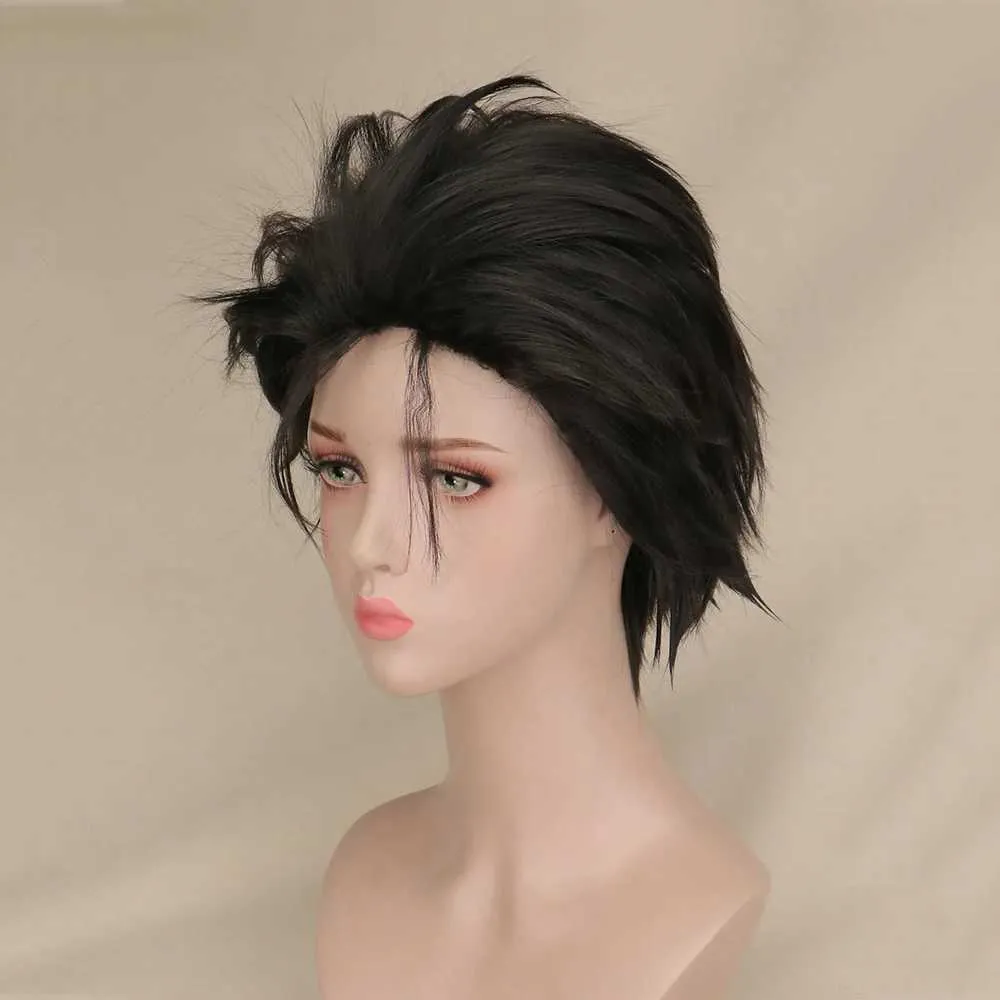 Parrucche sintetiche Parrucca corta cosplay Uomo Maschio Nero Parrucche sintetiche capelli in fibra ad alta temperatura al 100% 240328 240327