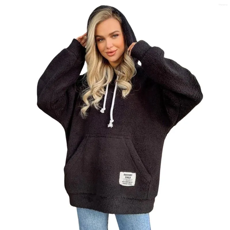 Sweats à capuche pour femmes décontracté à la mode chaud et confortable flanelle ample à capuche à manches longues pull H pull