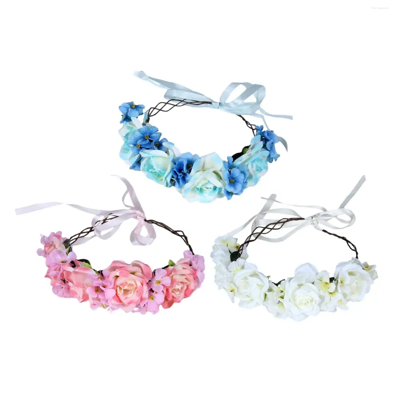 Couronne florale décorative pour femmes et filles, serre-tête, accessoire Halo Po, pour fête de mariage, Festival