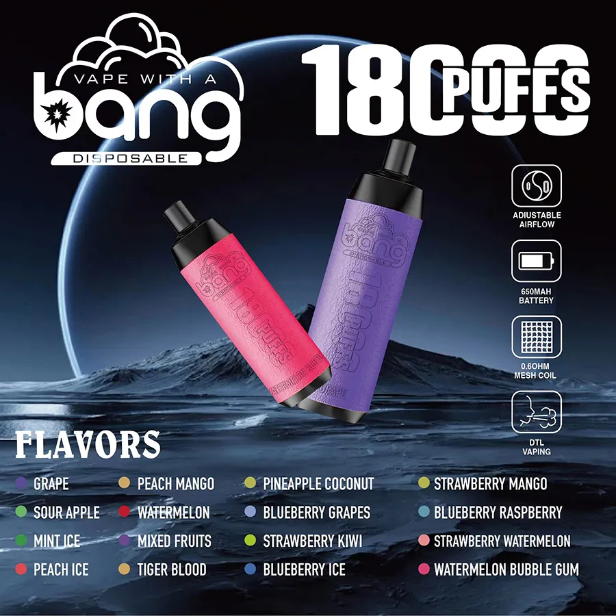 Bang Box 18000 Puff 18K Wegwerp vape pen Bang Vapes 18000 mesh mesh spiraal Oplaadbare staafkit 0% 2% 3% 5% 12 kleuren versus al fakher big cloud