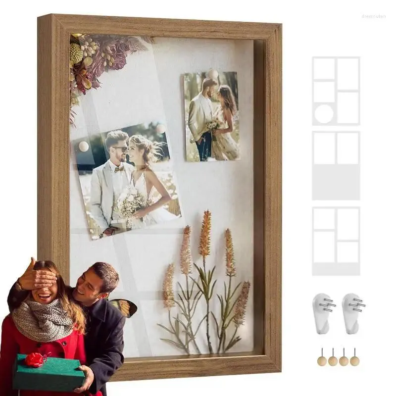 Cadres Shadow Box Picture Po Cadre Deep Portable Artwork Affichage Mémoire pour l'artisanat de mariage