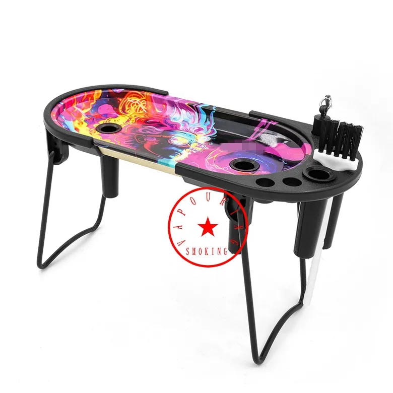 Multifunctional Machine Tray Kit Colorful Pattern Smoking Portable Cleaning Brush Herb Tobacco Filling Cone Horn Cigarette Cigar Preroll Rolling Holder Maker