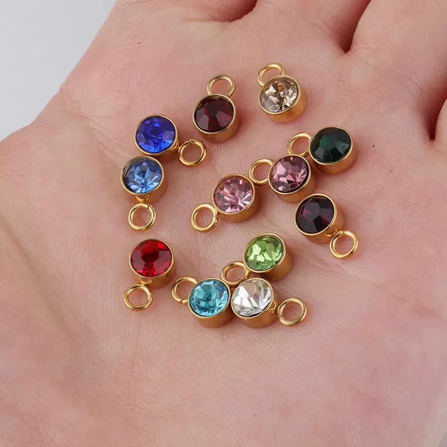 6x9mm Birthstone Crystal Floating Charms Rhinestone Stainless Steel Charms for DIY Earrings/Necklace/Bracelets Making Handmade Crafts Jewelry Findings