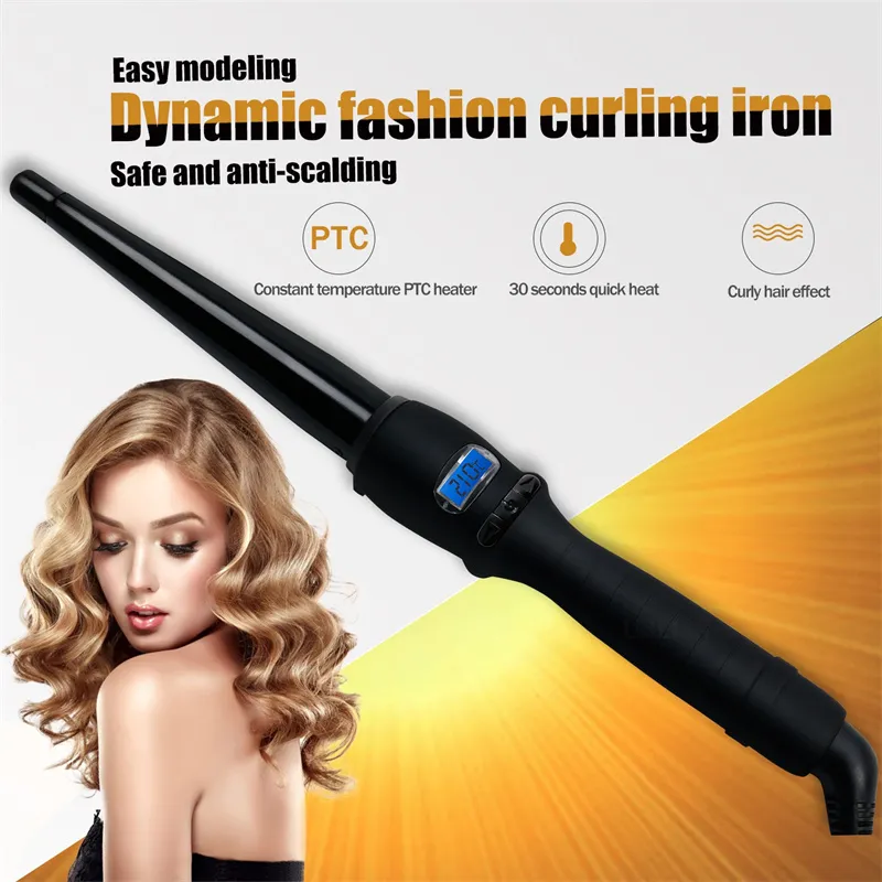 Top Kwaliteit Droog Nat Tweeërlei Gebruik Keramische Styling Tools Professionele Haar Krultang Haar Waver Peer Bloem Kegel Elektrische Haar krultang Roller Curling Wand Met Doos