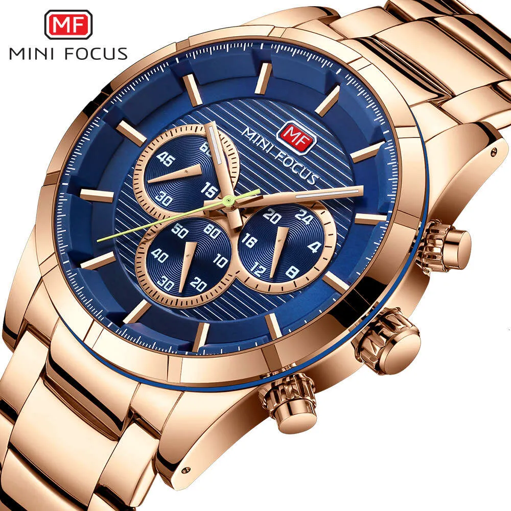 Mini Focus Grand Business True Three Eyes Timing Night Glow Waterproof Fashion Men's Watch 0170g