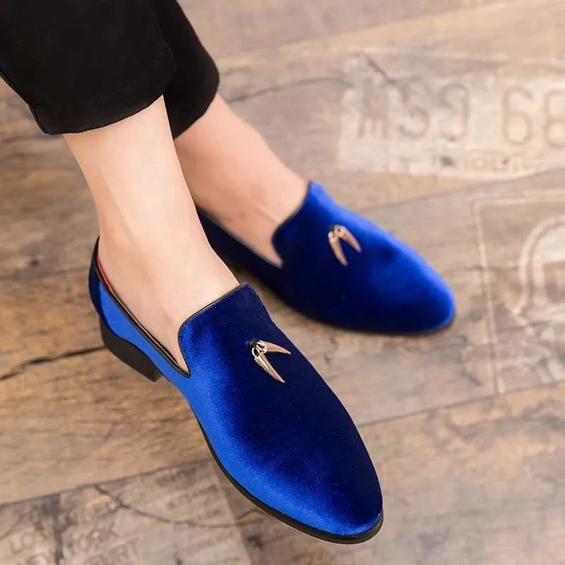 HBP Non-Brand Fashion Man Flats Party Wedding Handmade Loafers Leaves Gold Buckle Luxury Red Bottoms Mens Dress Velvet Shoes for Men