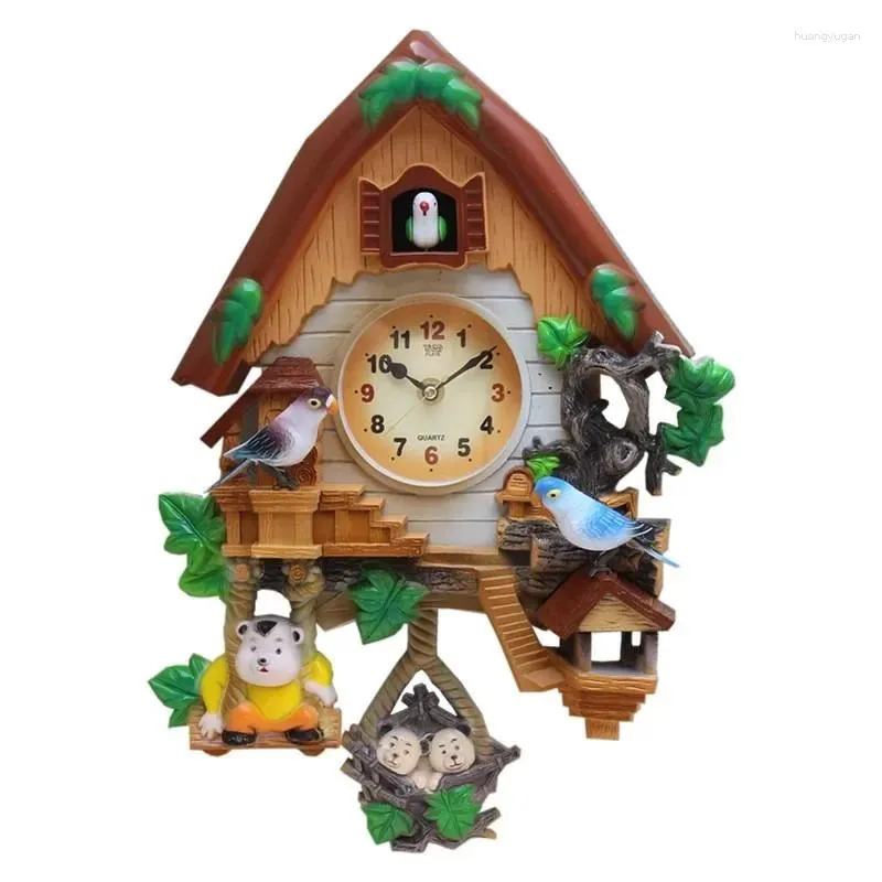 Wall Clocks European Creative Cuckoo Clock Voice Activated Cartoon Silent Movement Fairy Tale Style Home Decoration Children Gift