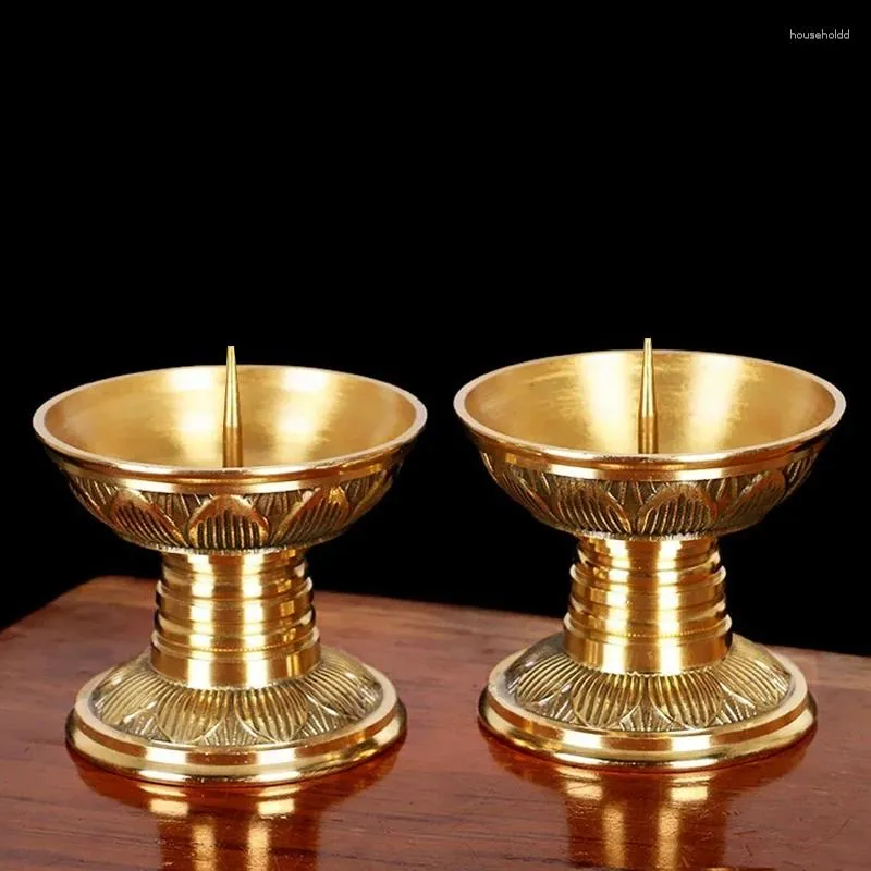 Świece 2PCS Vintage Brass Candlestick European for Wedding Party Decor Mini Retro Stick Stand