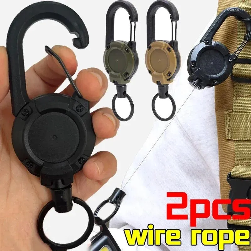 Keychains 1/2pcs Retractable Carabiner Multitool Survival Climbing Equipment Buckles Outdoor Heavy Duty Multiple ID Reel Tools