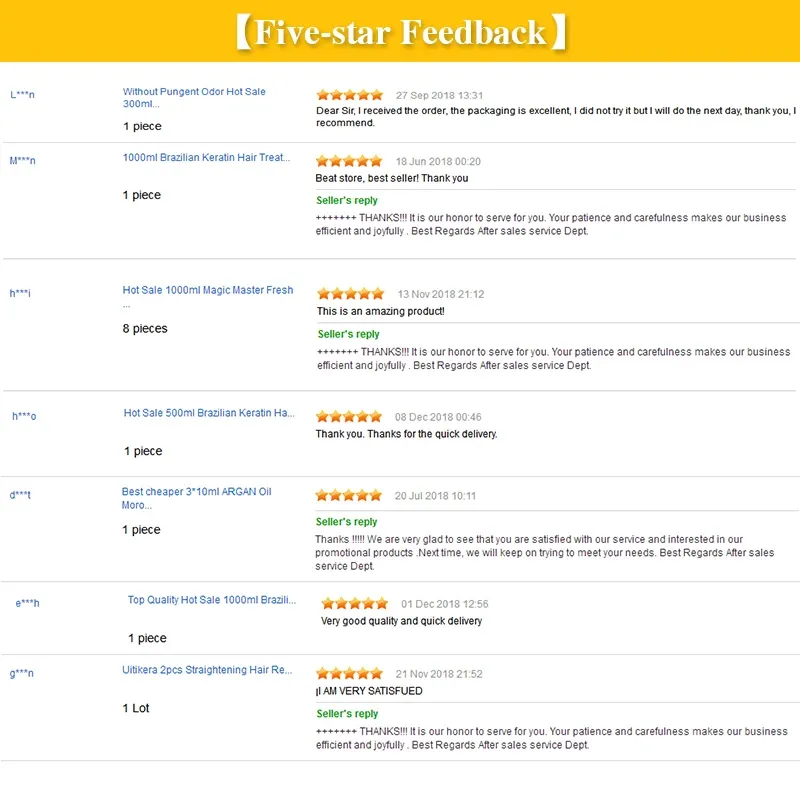 Five star feedback