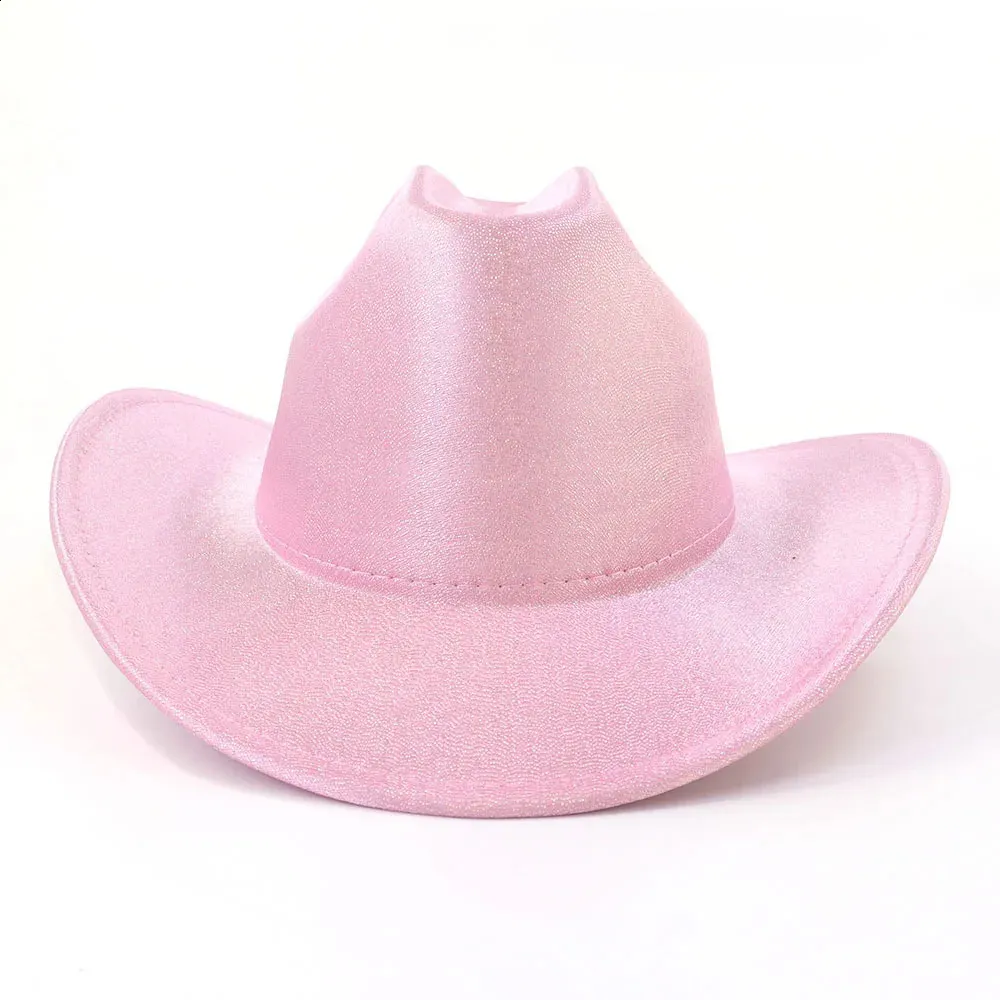 Bonbons couleur unie Western Cowboy chapeau hommes femmes automne printemps église Jazz élégant rose Cowgirl Sombrero casquettes équitation soleil 240311