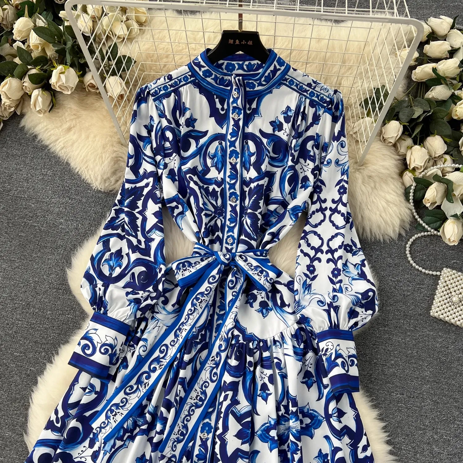 zimmerman dress Casual Dresses Runway Red Blue White Porcelain Print  Holiday Maxi Dress Women's Breasted Loose Lace Up Belt Long Robe  partydress promdress Dress 6ca from Dhgate Basic & Casual Dresses -