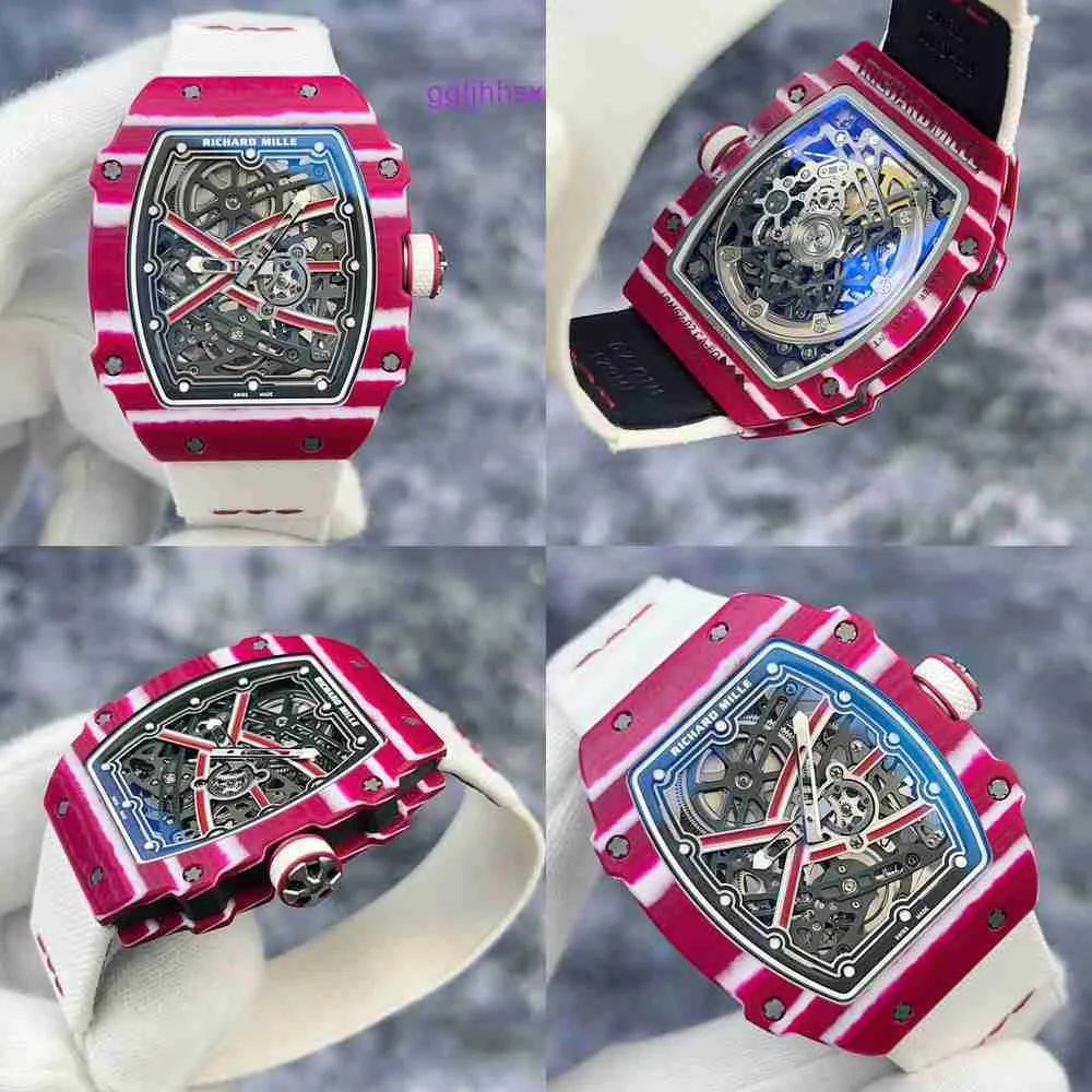 Fashion Watch RM Watch Female Watch RM67-02 Catal NTPT Carbon Fiber Material Hollow Automatic Mechanical Mens Watch