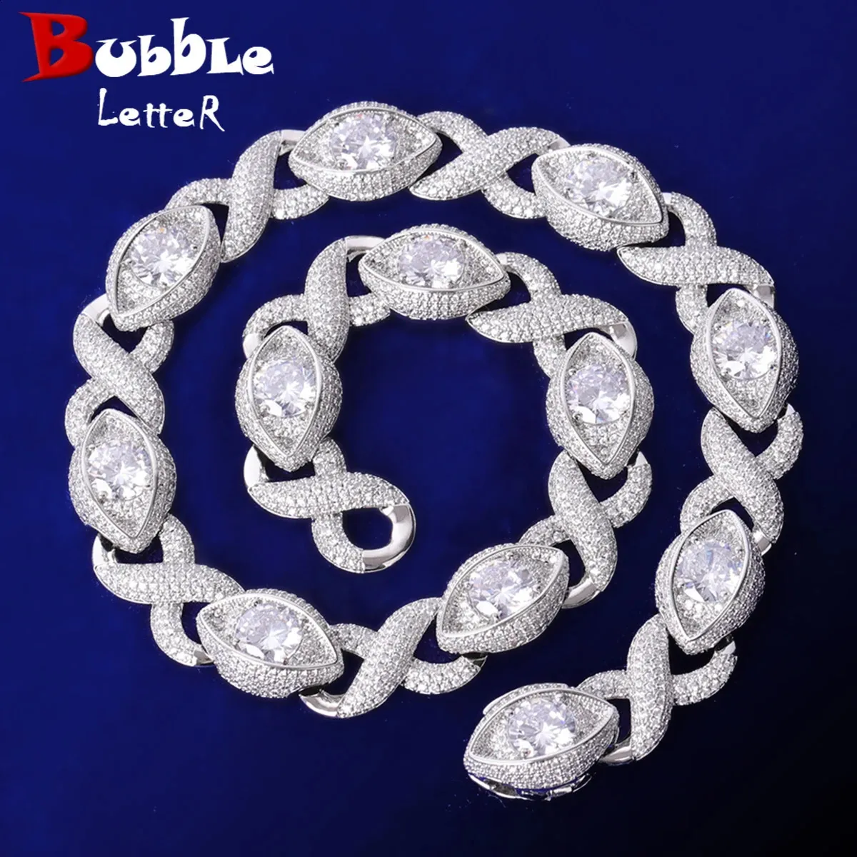 Bubble Brief Iced Out Choker Vorm 8 Eye Cubaanse Ketting voor Mannen Griffenzetting Ketting Hip Hop Sieraden 240313